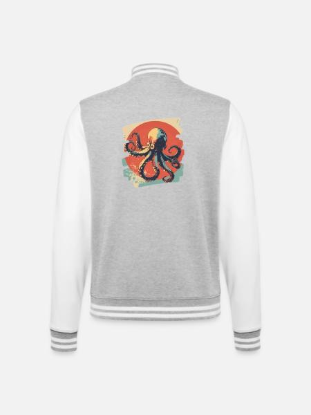 Octopus Octopus Retro - College Sweat Jacket - heather grey/white
