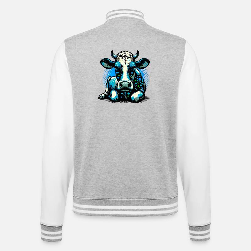 Kuh - College-Sweatjacke - Grau meliert/Weiß