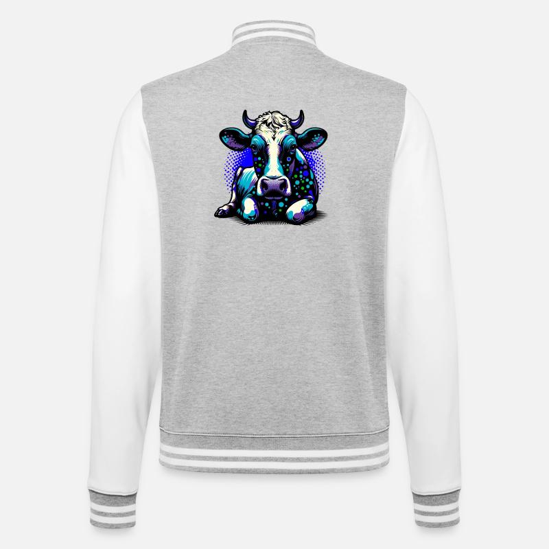 Cow - College Sweat Jacket - heather grey/white