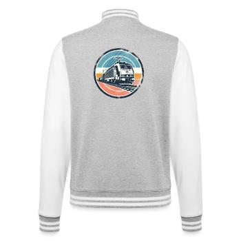 E-Lok mit Güterzug - College-Sweatjacke - Grau meliert/Weiß - Hinten - Marisol (170cm)