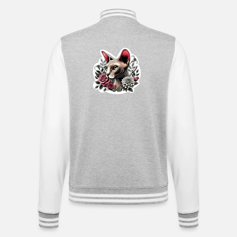 Rose Sphynx Chat - Veste Teddy - gris chiné / blanc