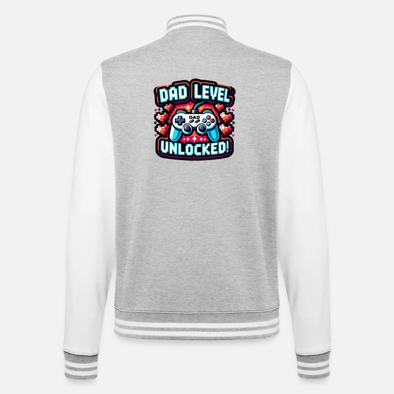 Gaming Design - Dad Level Unlocked - College Sweat Jacket - heather grey/white