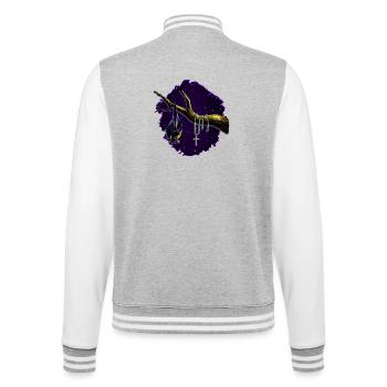 nacht Motiv Fledermaus Rosenkranz - College-Sweatjacke - Grau meliert/Weiß - Hinten - Marisol (170cm)