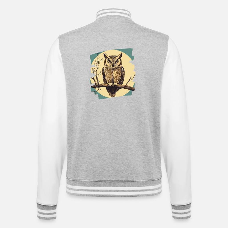 Owl - College Sweat Jacket - heather grey/white