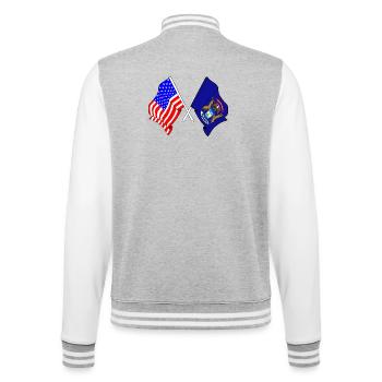 Drapeau des États-Unis et de l’État du Michigan croisé - Veste Teddy - gris chiné / blanc - Dos - Marisol (170cm)