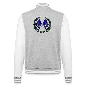 Drapeaux USA Michigan en couronne de laurier - Veste Teddy - gris chiné / blanc - Dos - Marisol (170cm)
