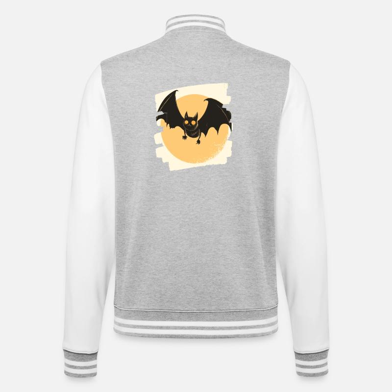 Fledermaus Retro - College-Sweatjacke - Grau meliert/Weiß