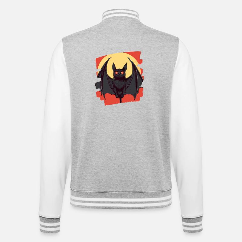 Fledermaus Retro - College-Sweatjacke - Grau meliert/Weiß