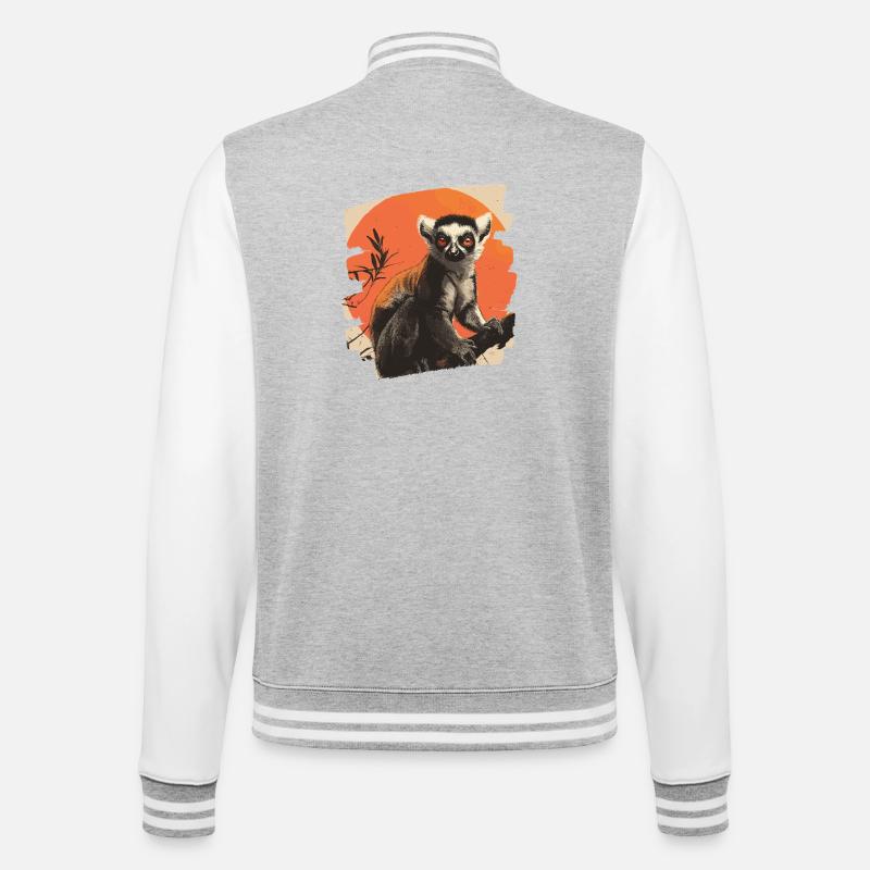 Lemur - College-Sweatjacke - Grau meliert/Weiß