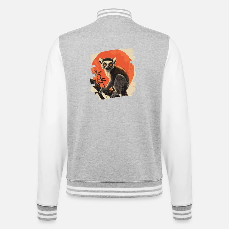 Lemur - College-Sweatjacke - Grau meliert/Weiß
