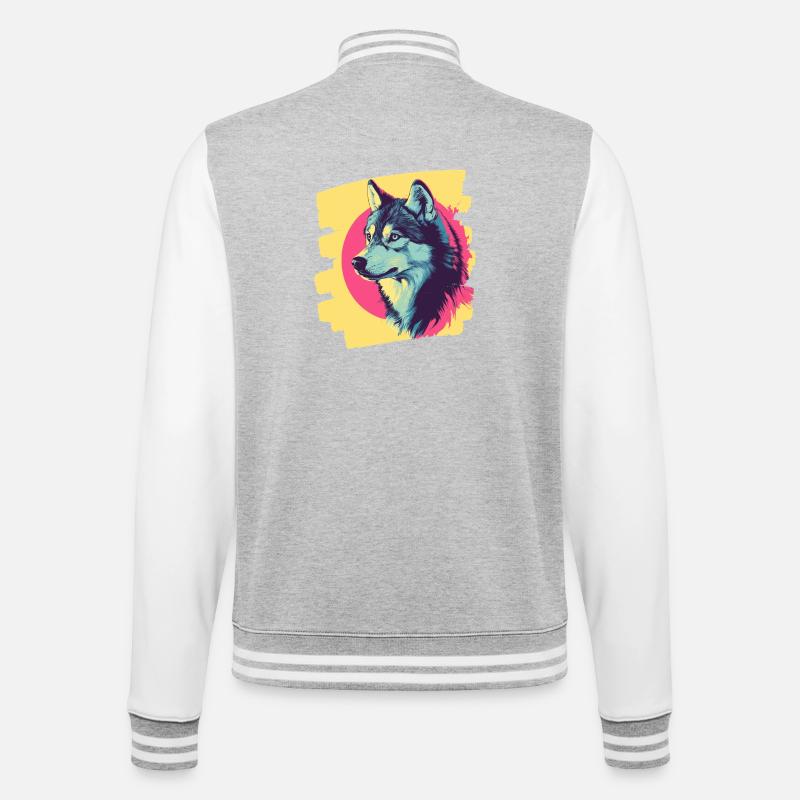 Husky - College-Sweatjacke - Grau meliert/Weiß