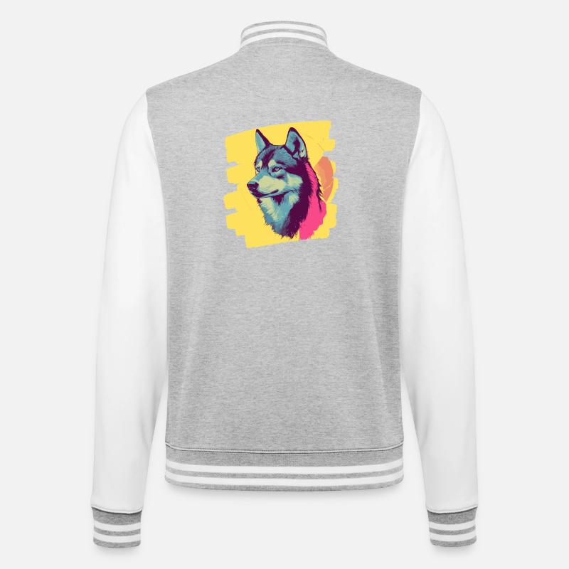 Rauque - Veste Teddy - gris chiné / blanc