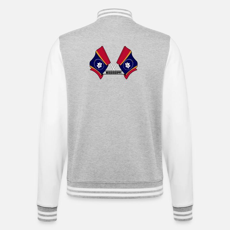 Two flags text MISSISSIPPI - College Sweat Jacket - heather grey/white