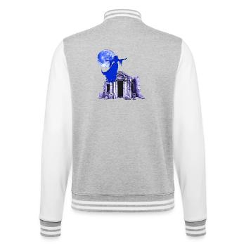 Geister silhouette über Gruft Ruine - College-Sweatjacke - Grau meliert/Weiß - Hinten - Marisol (170cm)