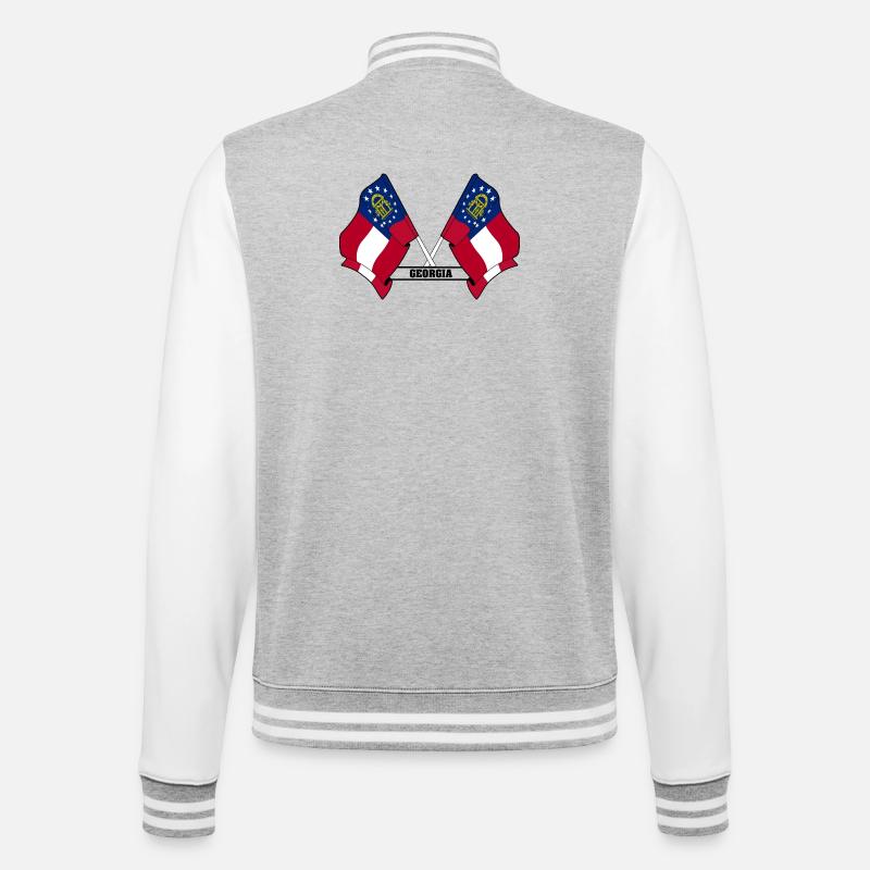 Two flags text GEORGIA - College Sweat Jacket - heather grey/white