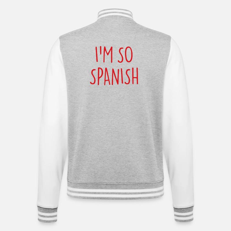 I'M SO SPANISH Spanisch Spanien - College-Sweatjacke - Grau meliert/Weiß