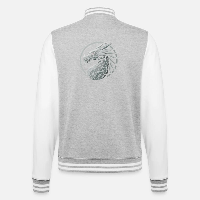 Blaue Polygone Drachenkopf - College-Sweatjacke - Grau meliert/Weiß