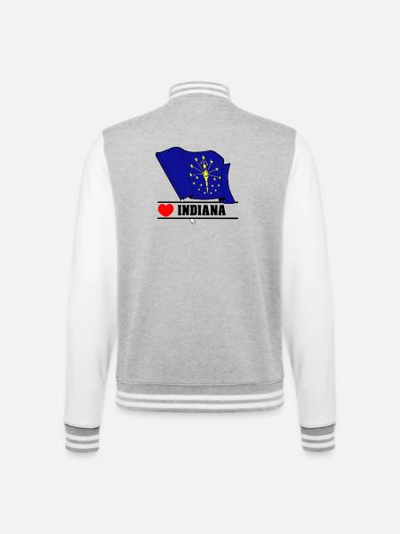 Flag Indiana heart INDIANA - College Sweat Jacket - heather grey/white