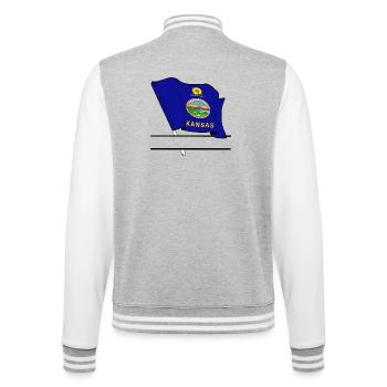Drapeau Kansas bannière de texte - Veste Teddy - gris chiné / blanc - Dos - Marisol (170cm)