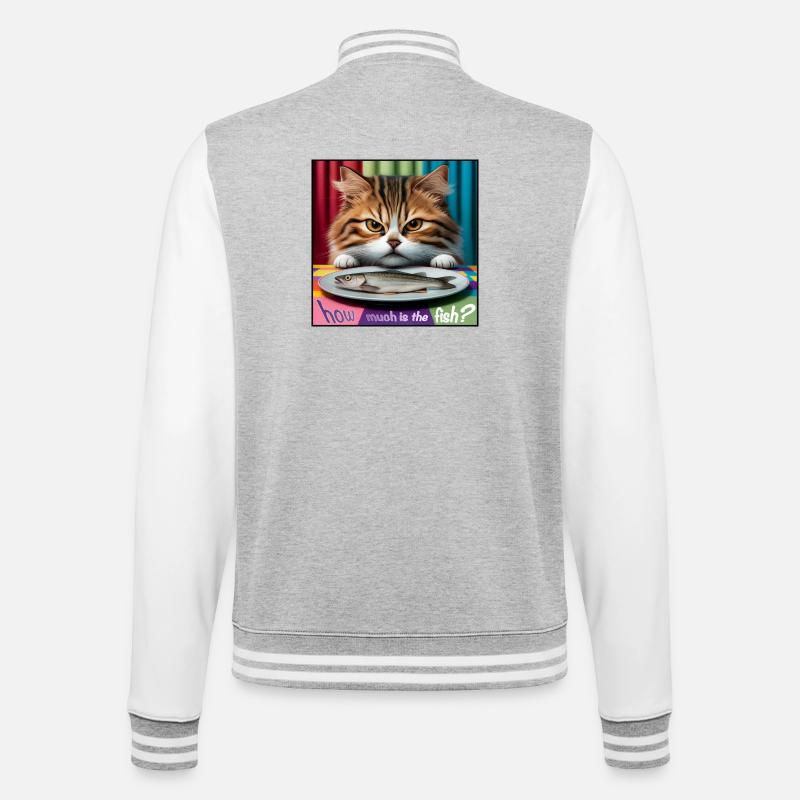 Combien coûte le chat poisson - Veste Teddy - gris chiné / blanc