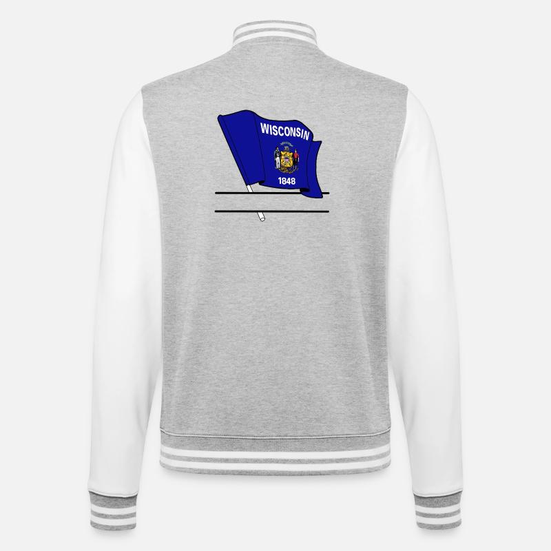 Drapeau Wisconsin bannière de texte - Veste Teddy - gris chiné / blanc