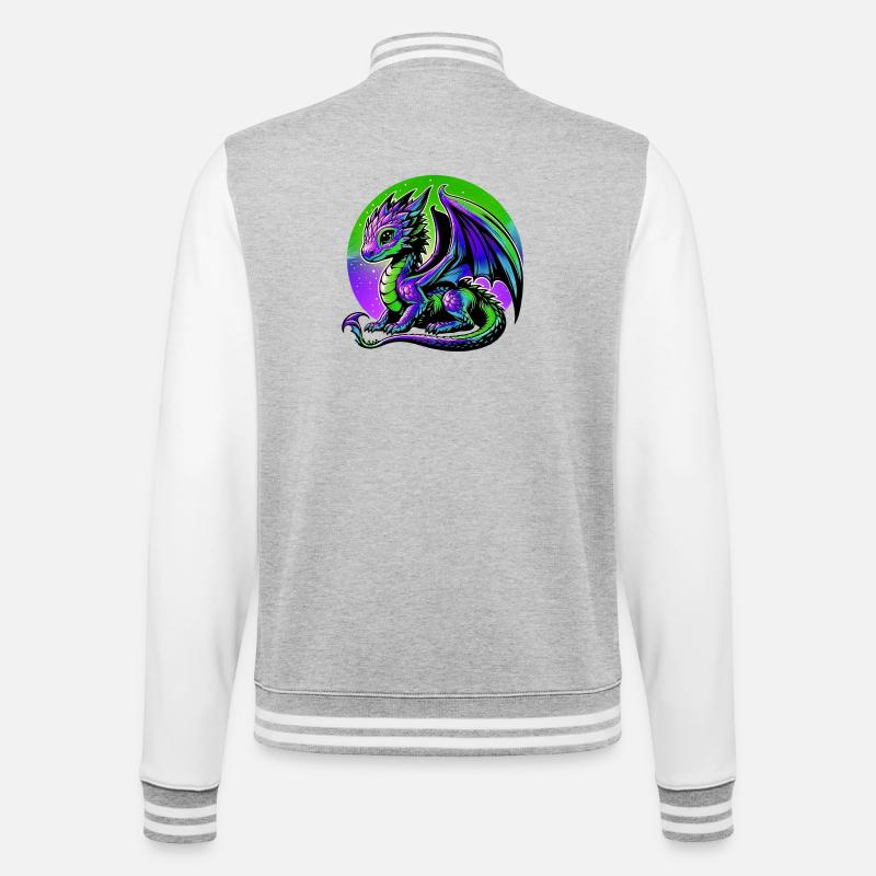Drache - College-Sweatjacke - Grau meliert/Weiß