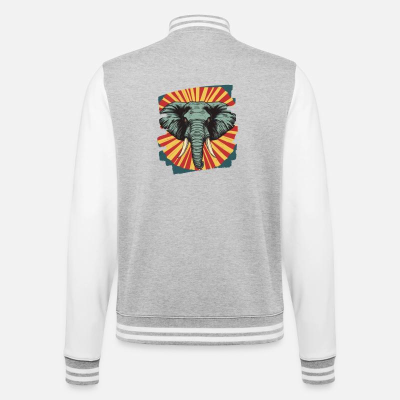 Éléphant Rétro - Veste Teddy - gris chiné / blanc