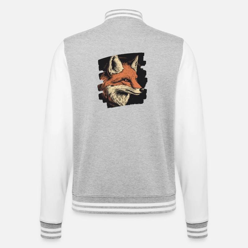 Fuchs - College-Sweatjacke - Grau meliert/Weiß