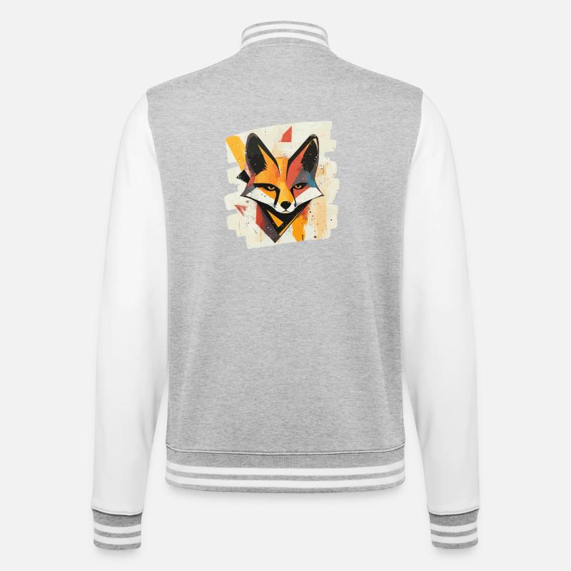 Fox - College Sweat Jacket - heather grey/white