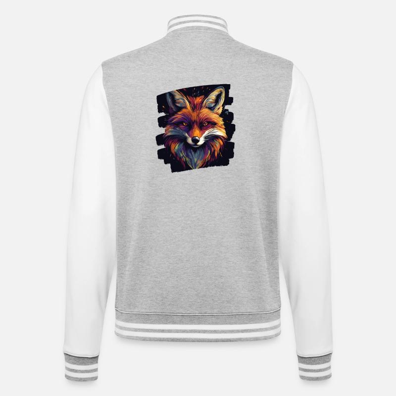 Fox - College Sweat Jacket - heather grey/white
