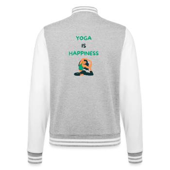 Yoga is happiness - College-Sweatjacke - Grau meliert/Weiß - Hinten - Marisol (170cm)