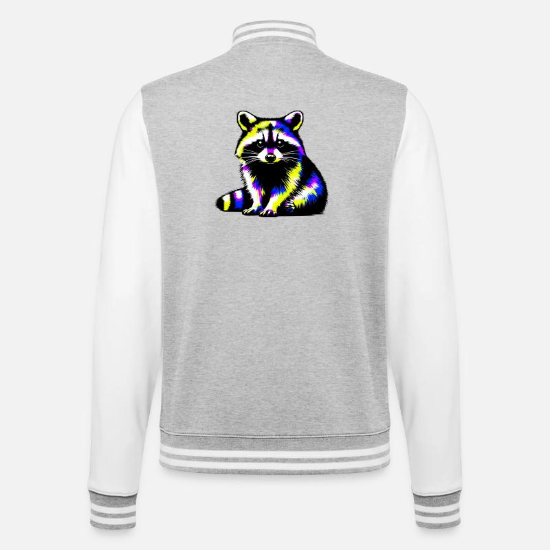 Waschbär - College-Sweatjacke - Grau meliert/Weiß