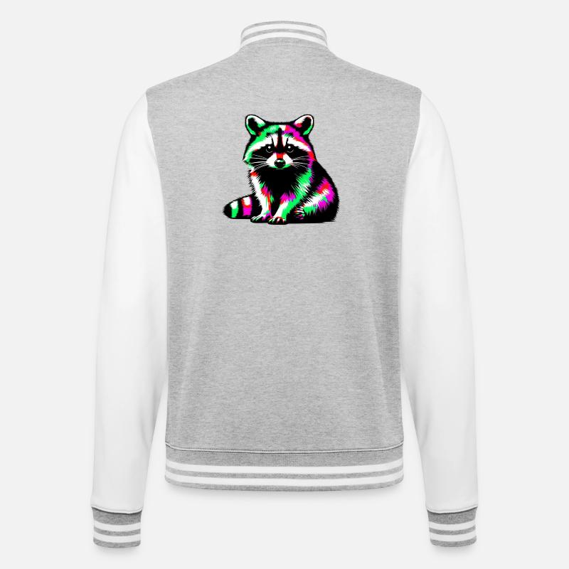 Waschbär - College-Sweatjacke - Grau meliert/Weiß