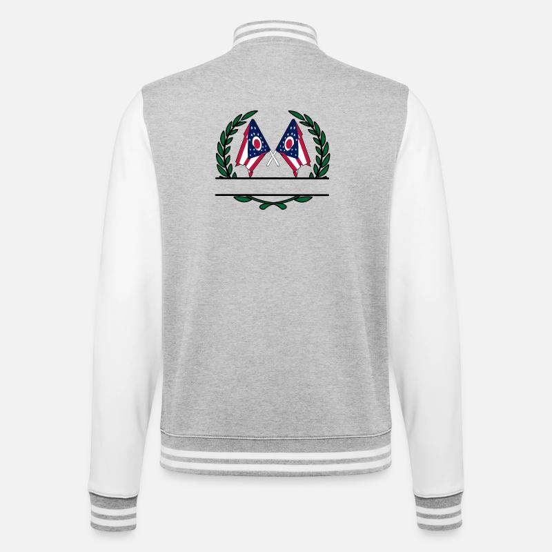 Flags USA Ohio laurel wreath banner - College Sweat Jacket - heather grey/white