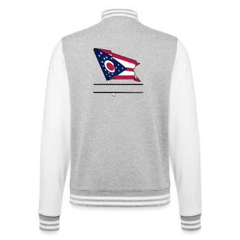 Bannière de texte Flag Ohio - Veste Teddy - gris chiné / blanc - Dos - Marisol (170cm)