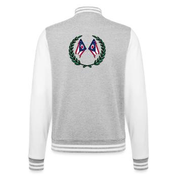 USA Ohio Flaggen im Lorbeerkranz - College-Sweatjacke - Grau meliert/Weiß - Hinten - Marisol (170cm)