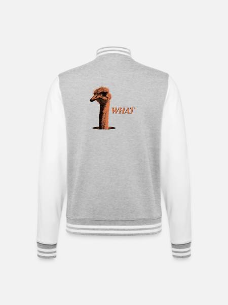 What?! – Grummelnder Strauß - College-Sweatjacke - Grau meliert/Weiß