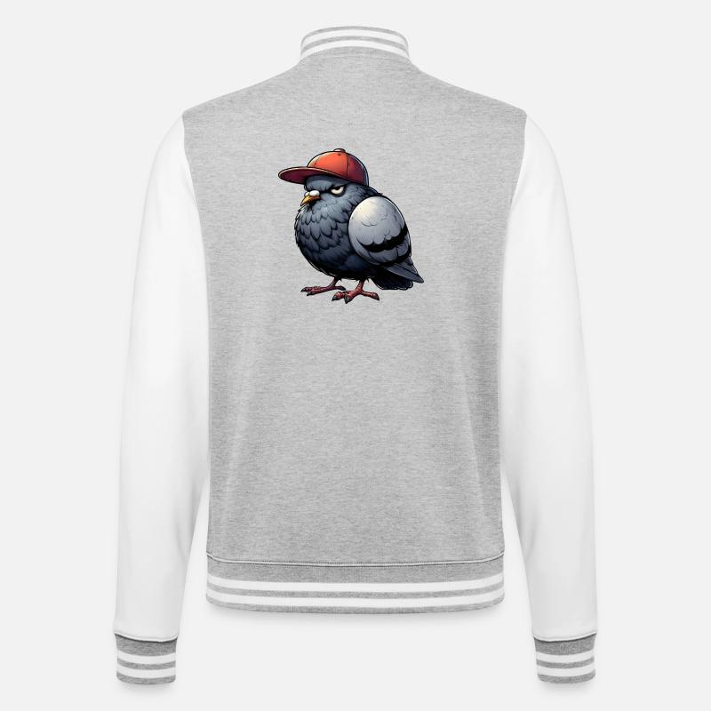 Taube Hiphop Kappe - College-Sweatjacke - Grau meliert/Weiß