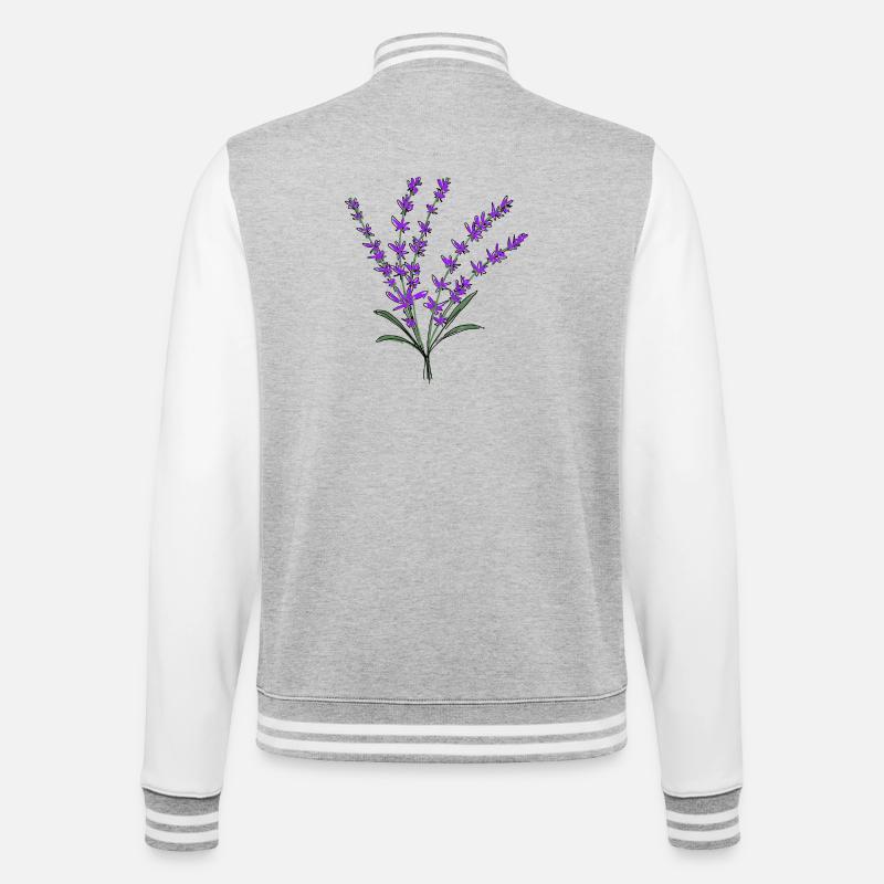 Lavendel - College-Sweatjacke - Grau meliert/Weiß