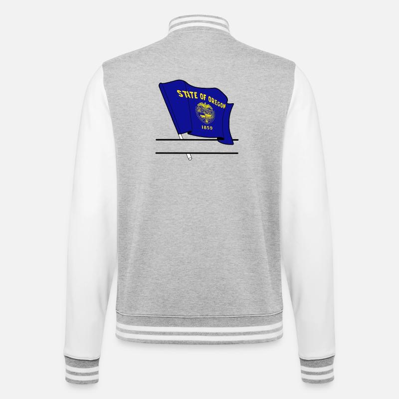 Drapeau Oregon texte bannière - Veste Teddy - gris chiné / blanc