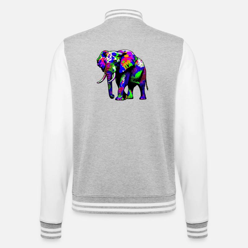 Elefant - College-Sweatjacke - Grau meliert/Weiß