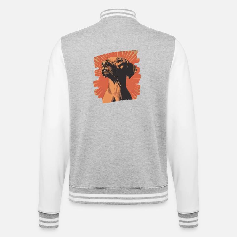 Rhodesian Ridgeback - College Sweat Jacket - heather grey/white