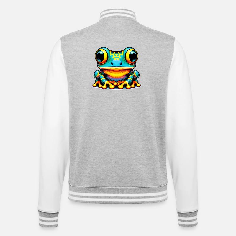 Frosch - College-Sweatjacke - Grau meliert/Weiß