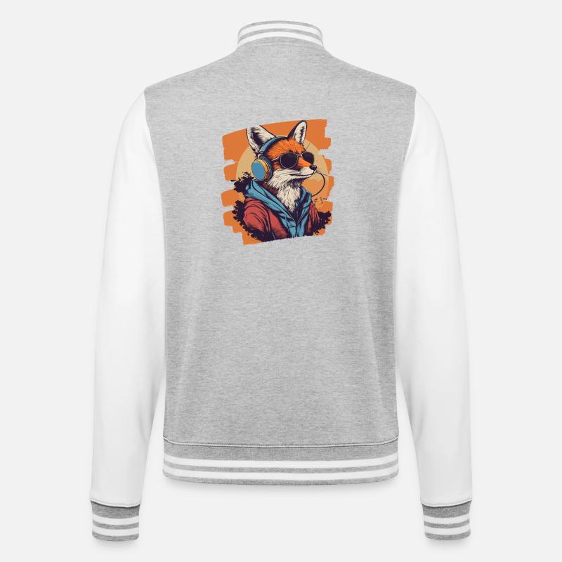 Fuchs Kopfhörer - College-Sweatjacke - Grau meliert/Weiß
