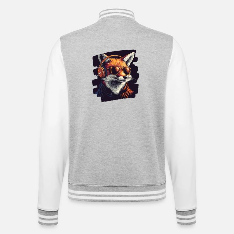 Fuchs - College-Sweatjacke - Grau meliert/Weiß