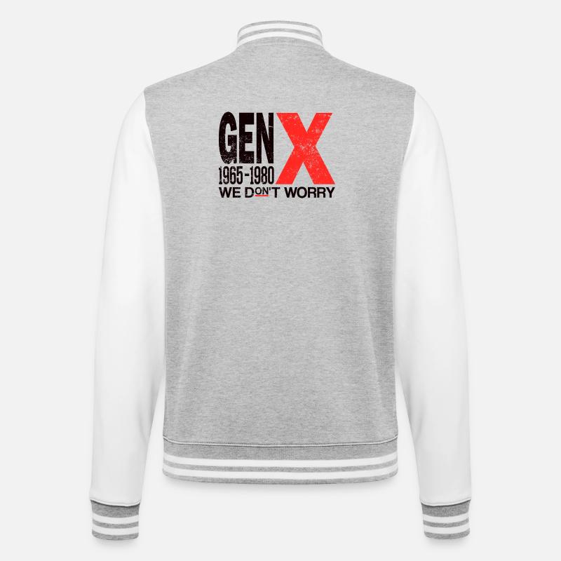 Generation X – Old School & Proud - College-Sweatjacke - Grau meliert/Weiß