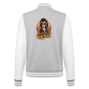 Born to Be Hacker – Computer Science Nerd IT - College Sweat Jacket - heather grey/white - Back - Marisol (170cm)