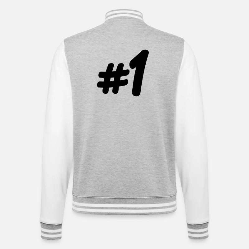 Nummer 1 # - College-Sweatjacke - Grau meliert/Weiß