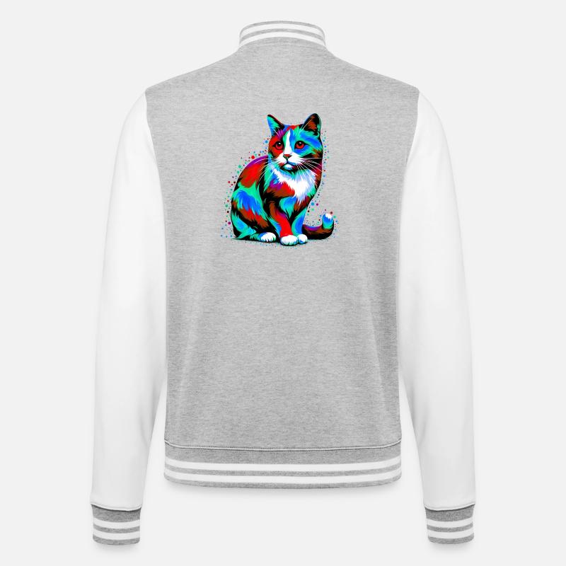Chat - Veste Teddy - gris chiné / blanc