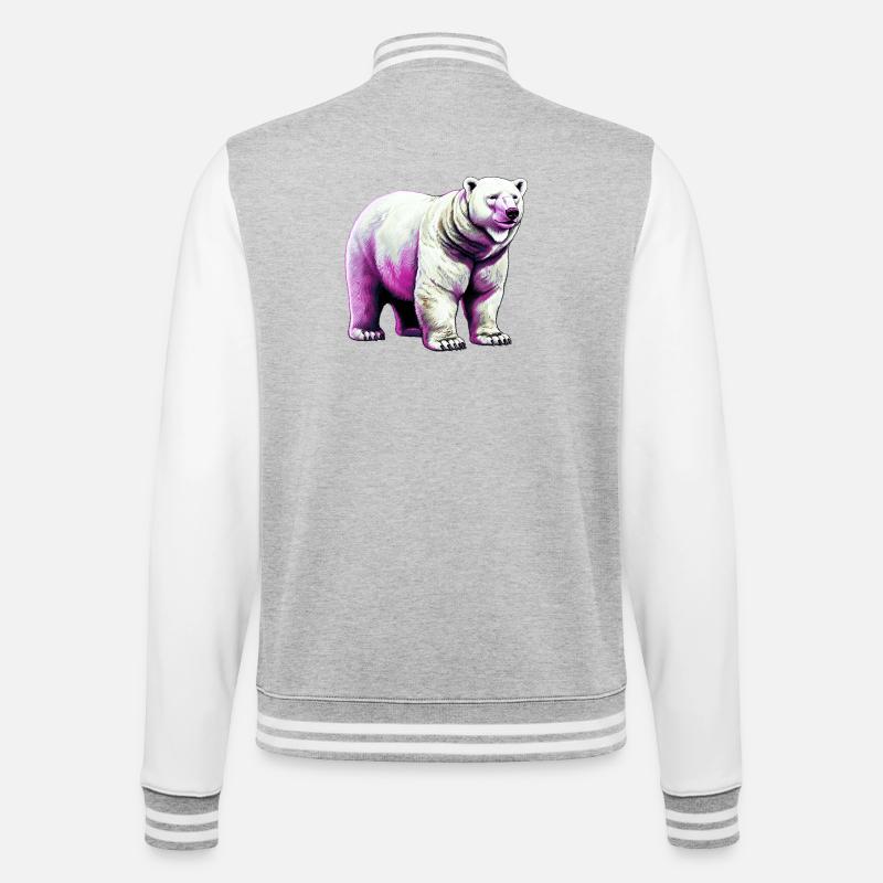 Weißer Eisbär - College-Sweatjacke - Grau meliert/Weiß